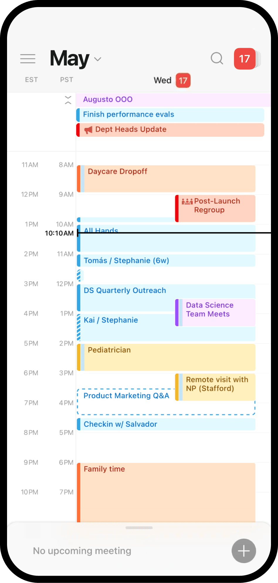 Una schermata di Notion Calendar su dispositivo mobile