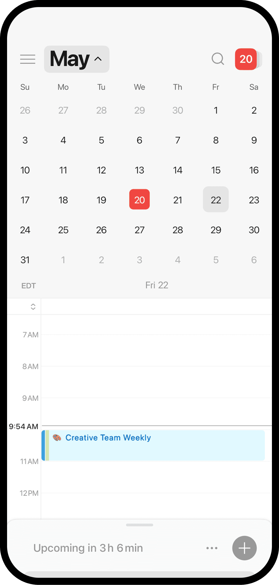 Una schermata di Notion Calendar su dispositivo mobile