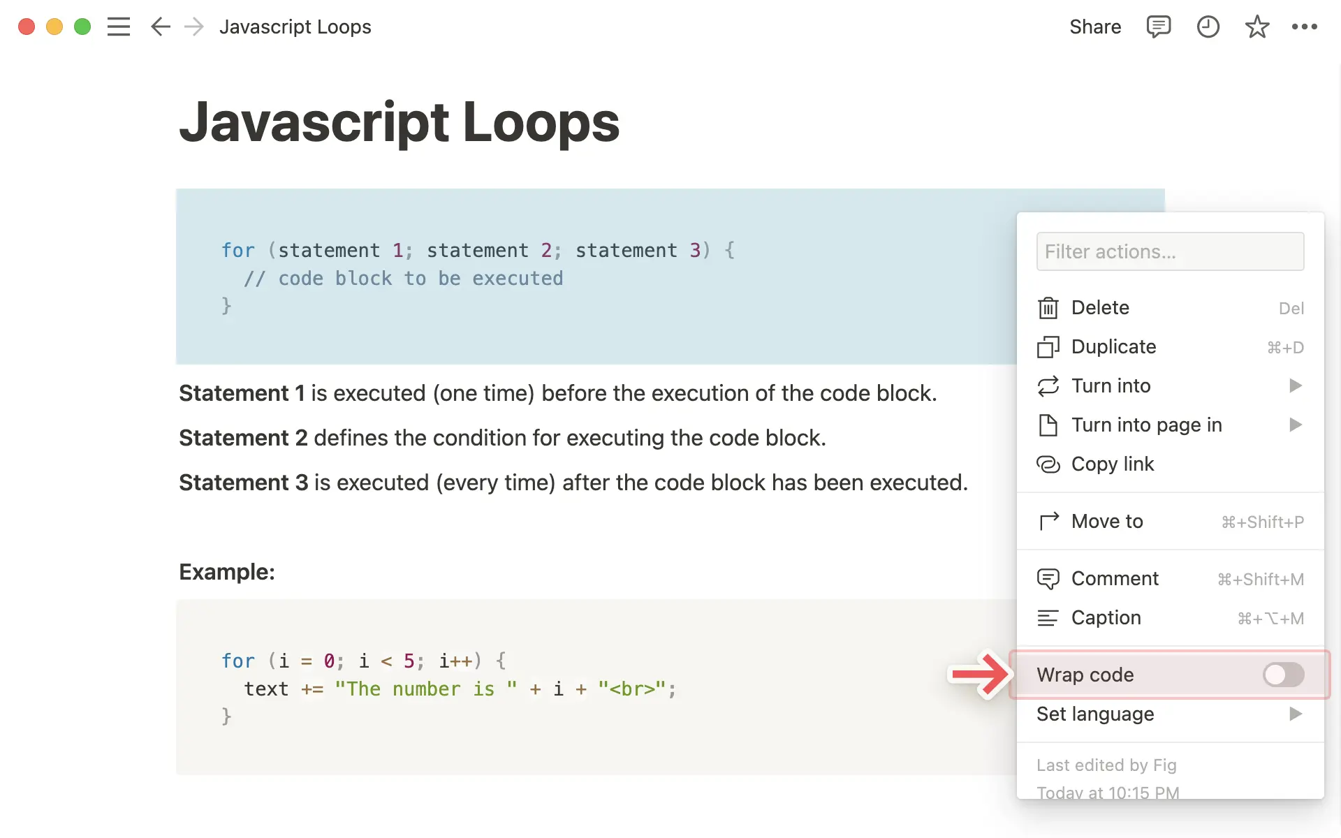 Wrap code