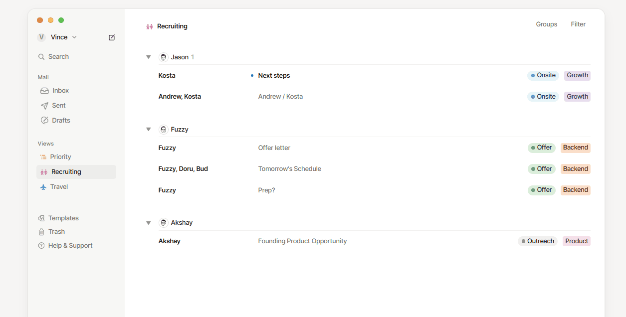 Notion Mail views