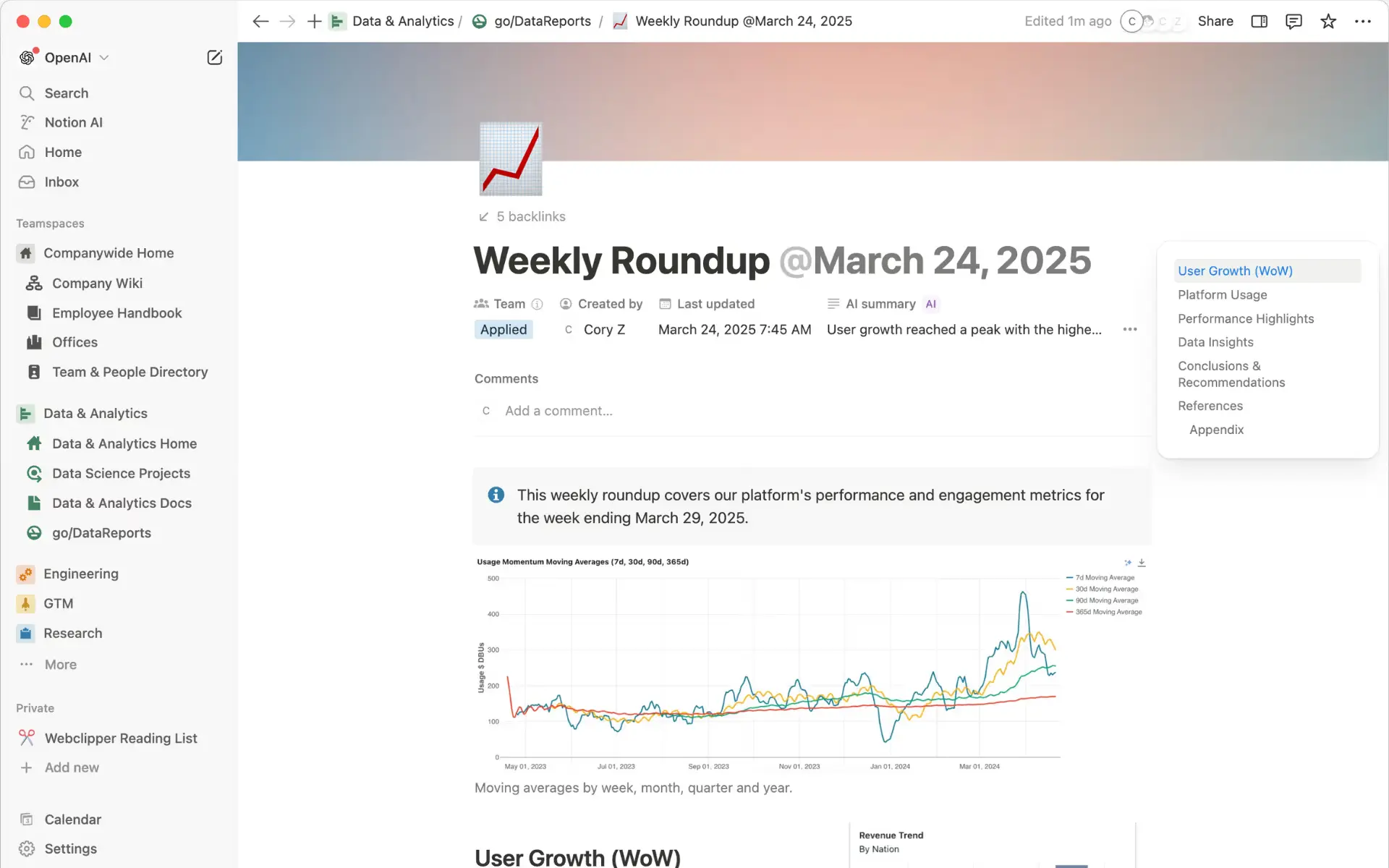 A weekly roundup in Notion