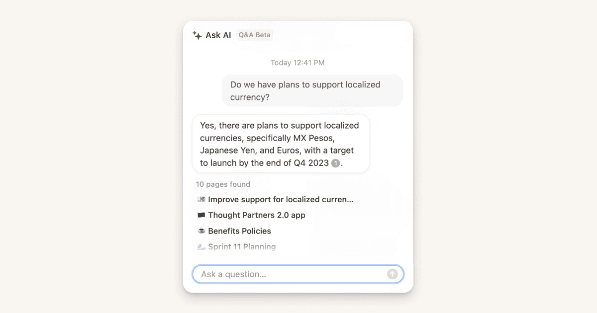 Get answers about work content faster with Q&A