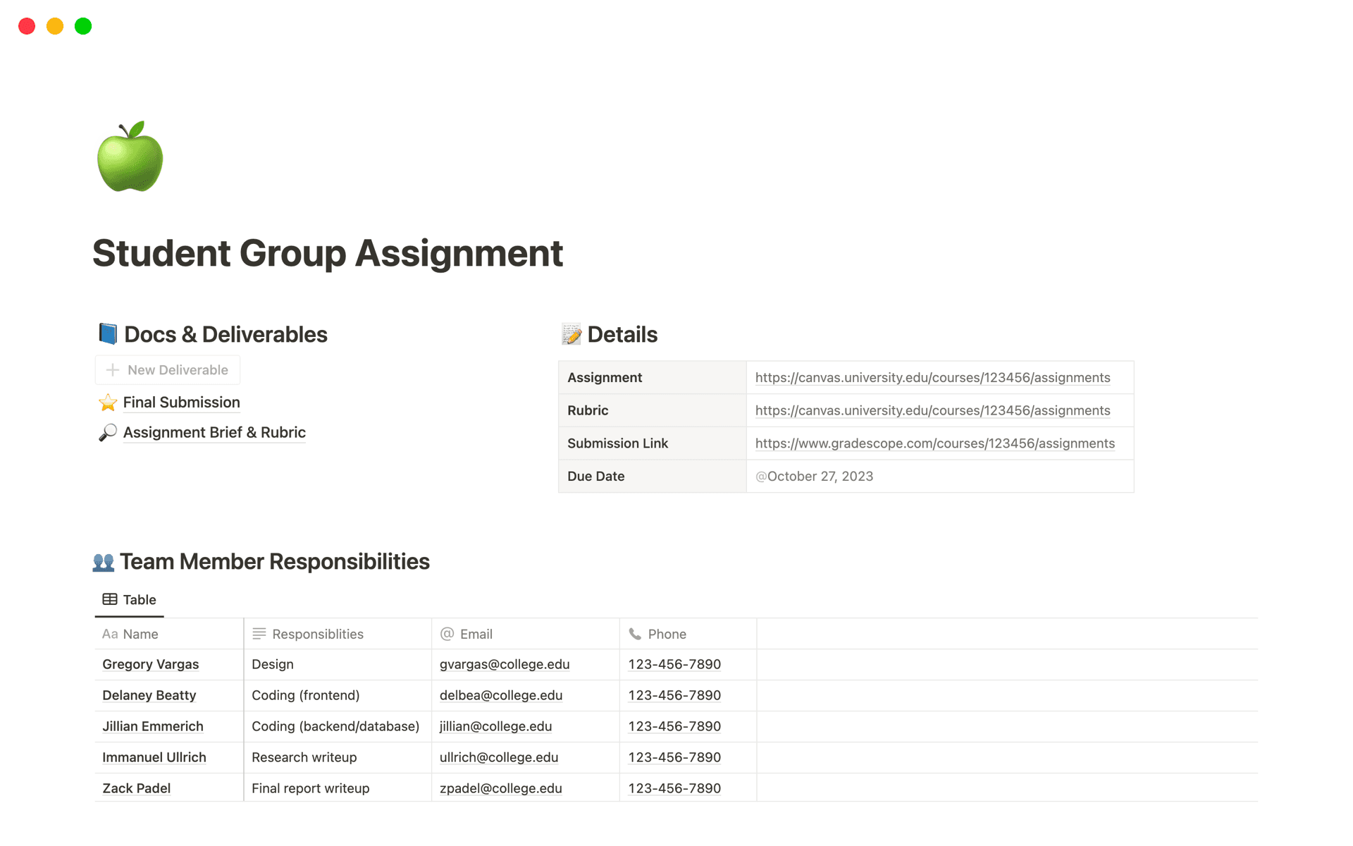 Use this template to keep everyone in your group on the same page.