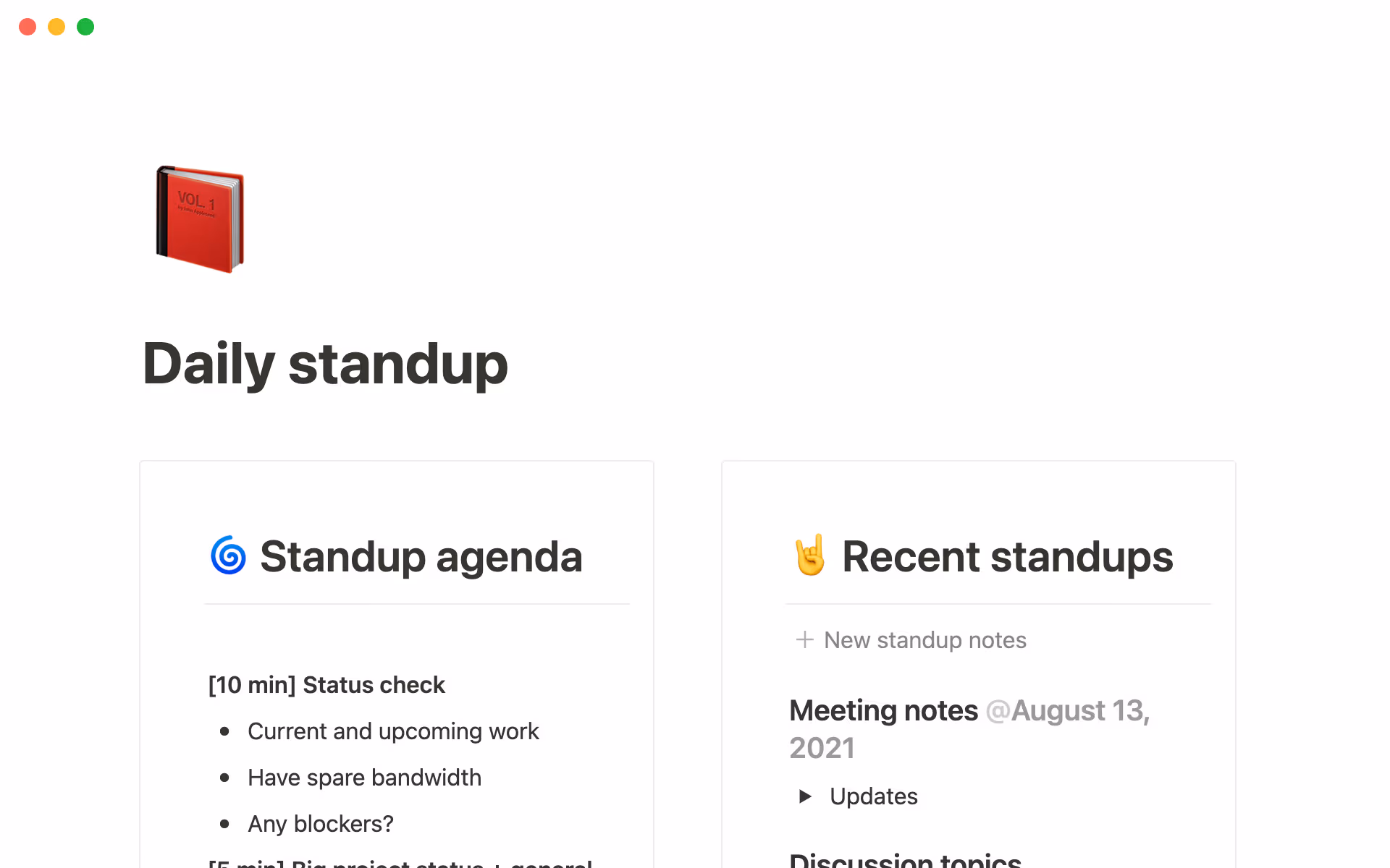 Standup temmplate