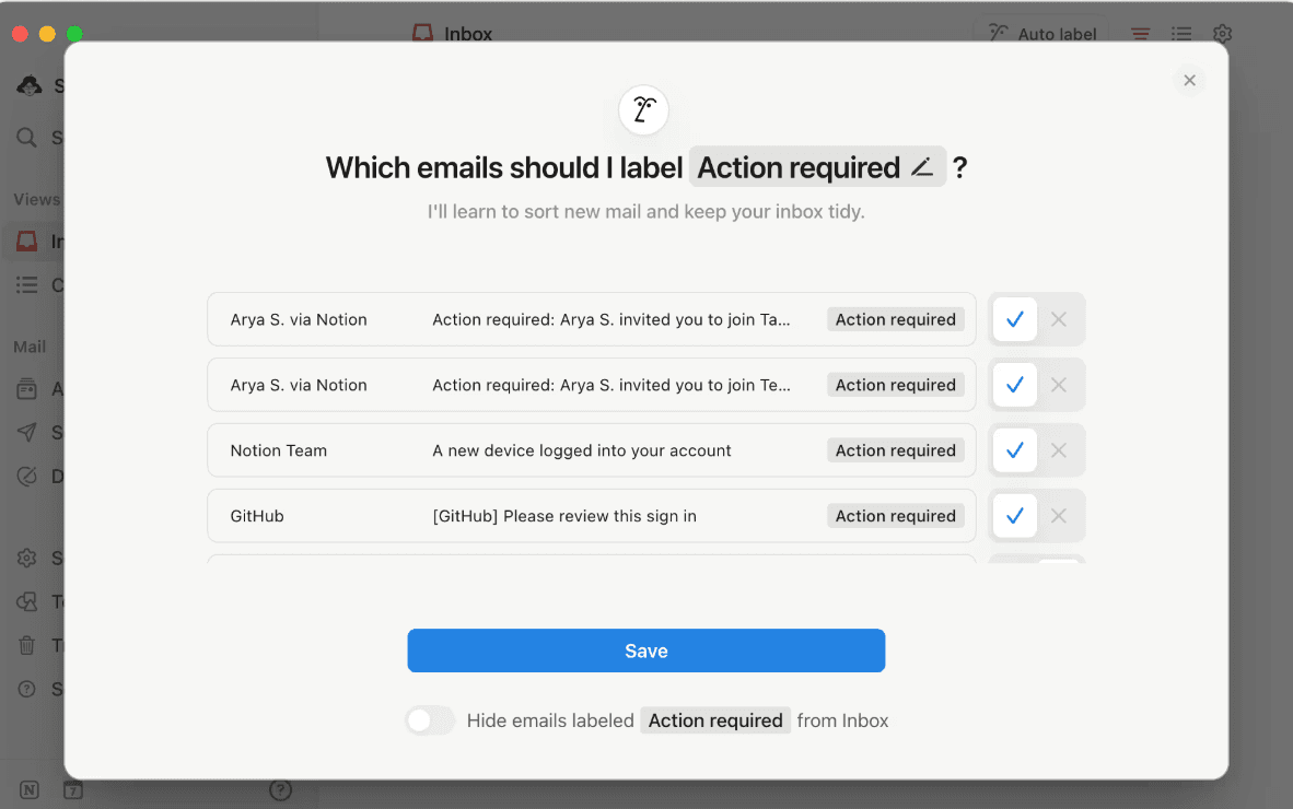Notion Mail labels